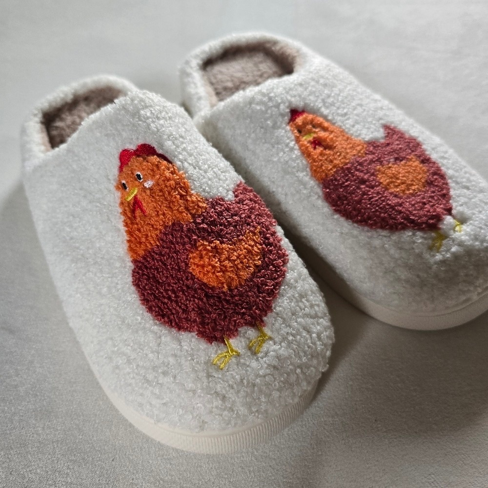 Cozy White and Orange Women's Slippers - Picture 2 of 5